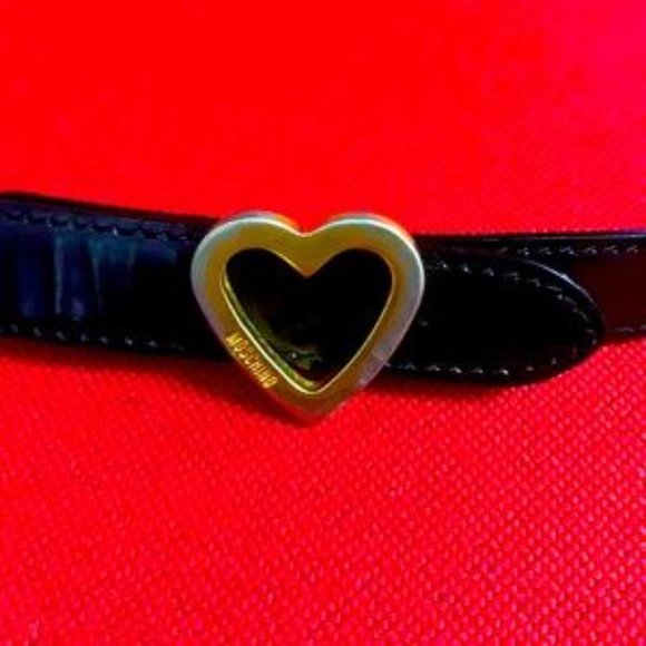 HP🔆VTG90’ Authentic Redwall Moschino White/Black Leather/Chain Belt - Picture 13 of 17